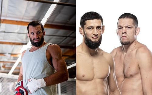 left to right: Luke Rockhold, Khamzat Chimaev vs. Nate Diaz [Images via @lukerockhold and @ufc on Instagram]