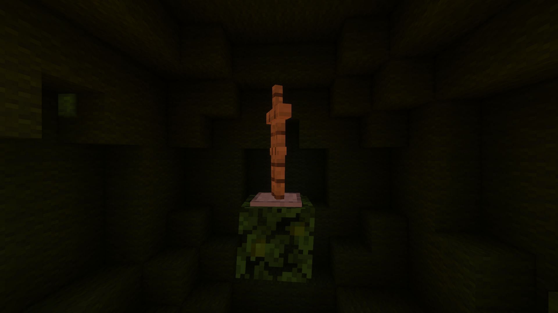 The armor stand found in the center of the sphere after it is completed (Image via Minecraft)