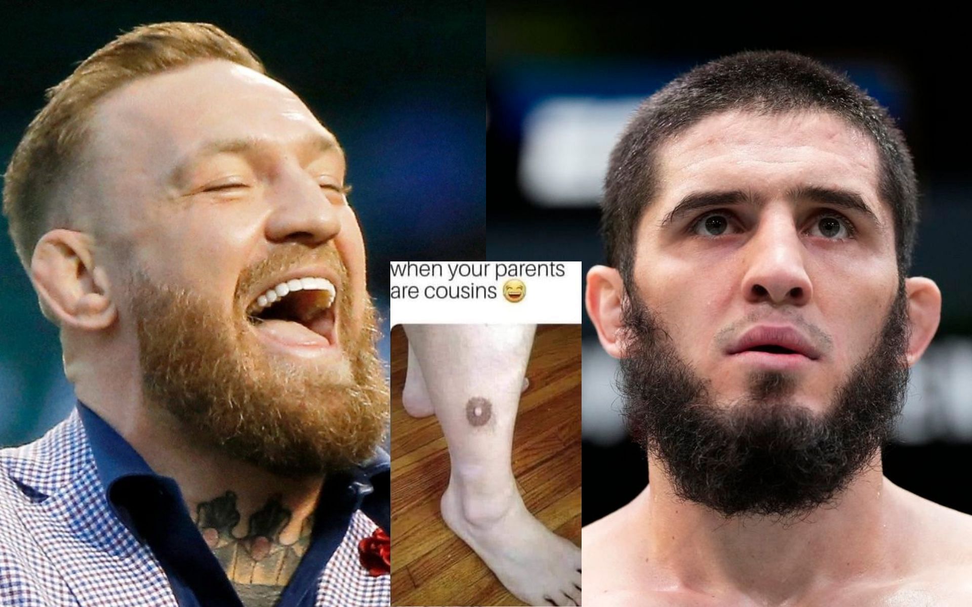 Conor McGregor (left. Image credit: Jon Durr-USA TODAY Sports), Islam Makhachev (right. Image credit: Chris Unger/Zuffa LLC)