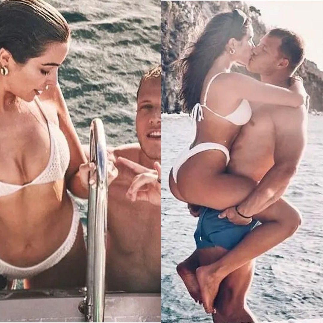 The Panthers running back and girlfriend Olivia Culpo. Photos: Instagram @oliviaculpo
