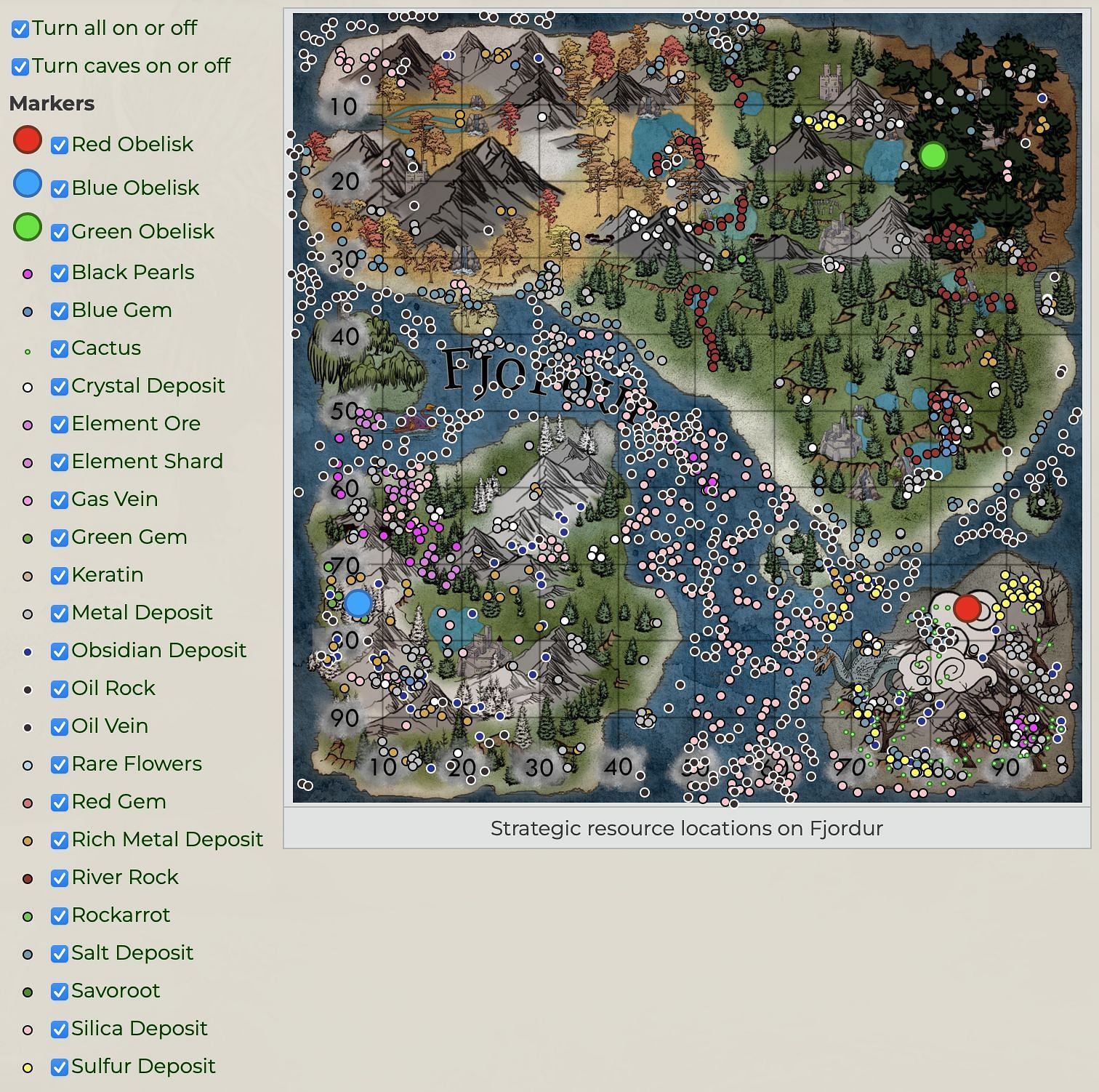 ARK Fjordur resource map: Locations of all resources in the game - MODSKIN