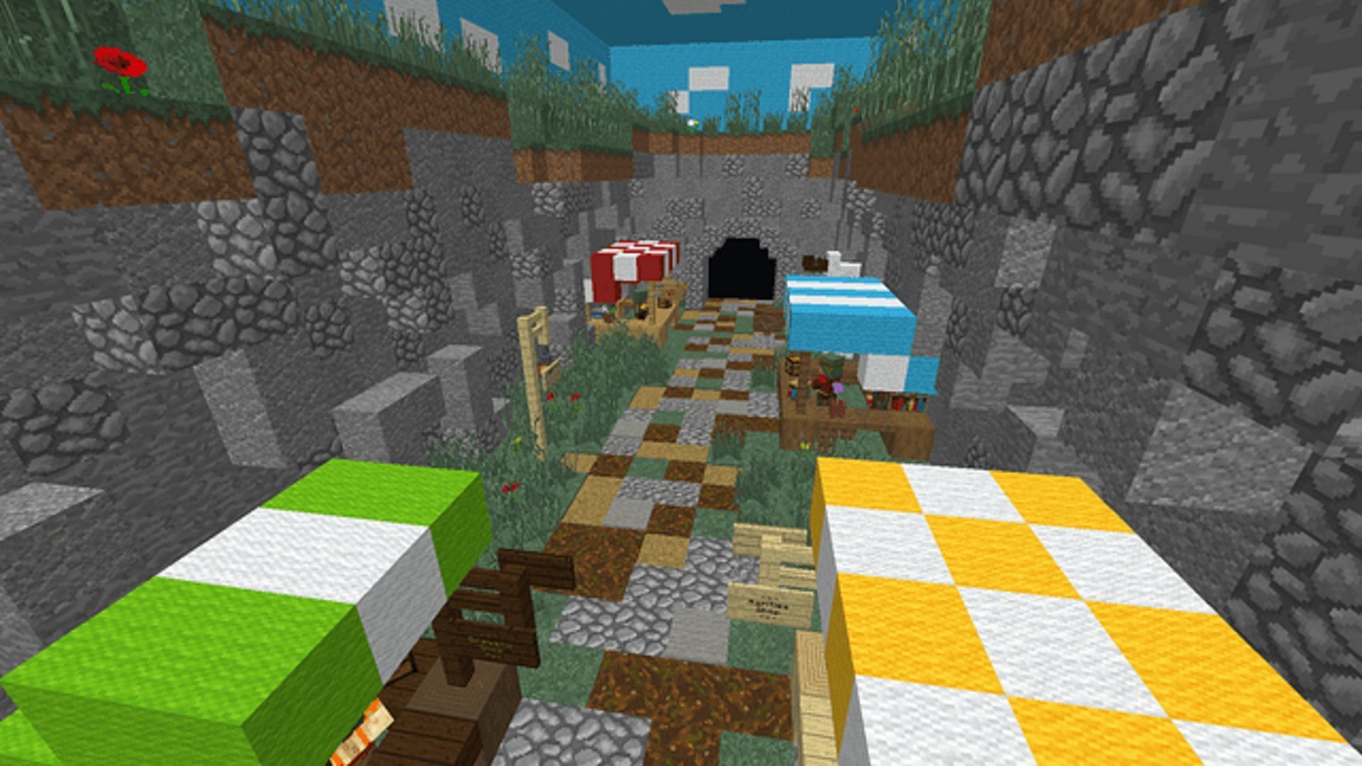 An underground market for a server with custom merchants (Image via u/nuttyfrutty/Reddit)