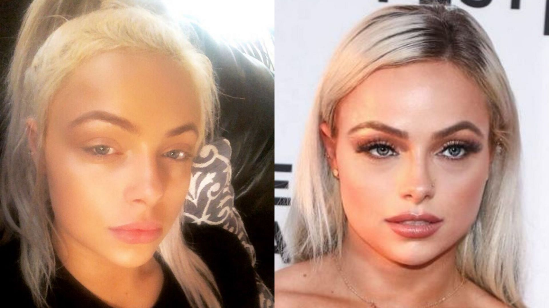 Liv Morgan without makeup (left) and with makeup (right)