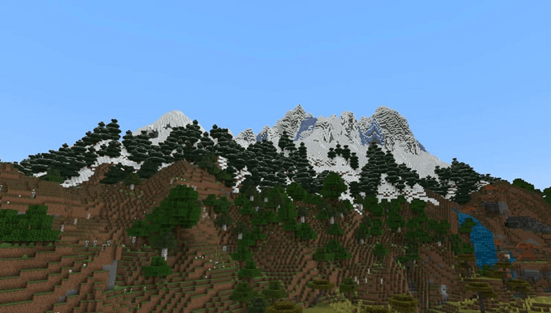 A mountain biome in Minecraft: Bedrock Edition (Image via Minecraft.net)