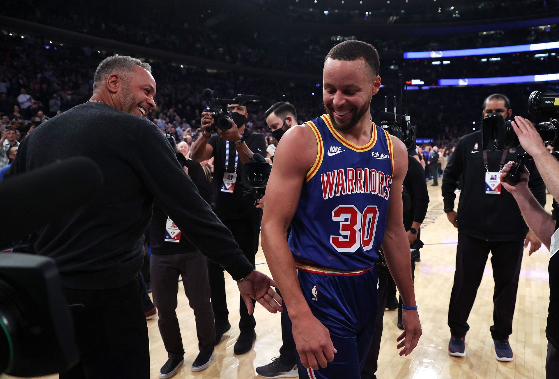 Dell and Steph Curry at the Madison Square Garden in New York City
