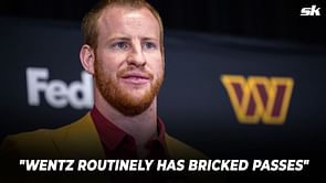 Carson Wentz bashed for accuracy after "bricked passes in various directions" during Commanders camp