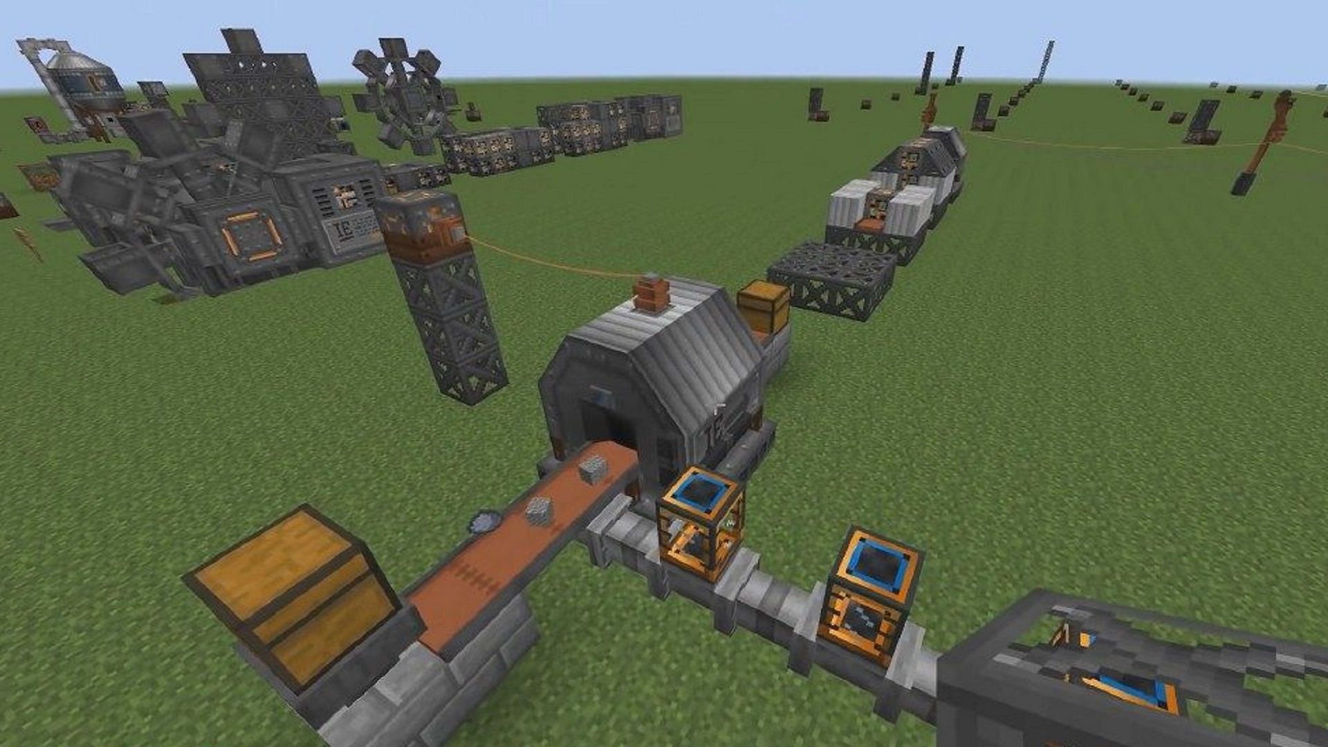 A production line in Immersive Engineering (Image via 9Minecraft)