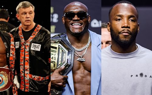 From left to right: Teddy Atlas, Kamaru Usman, and Leon Edwards 