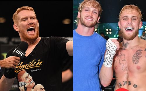 Sam Alvey (Left. Image credit: UFC.com), Logan Paul and Jake Paul (Right. Image credit: Getty Images)