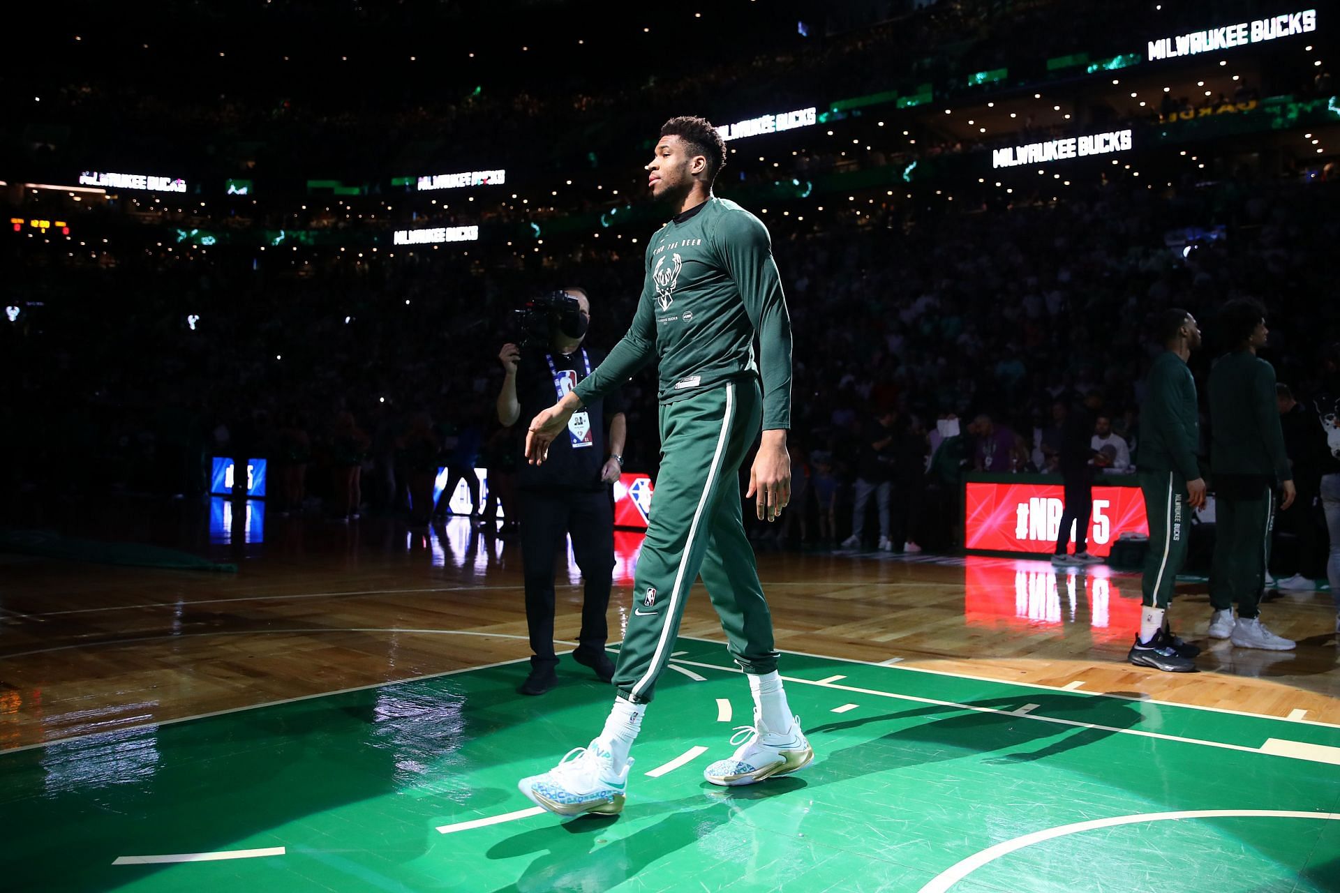 Giannis Antetokoumpo at the Bucks&#039; introduction