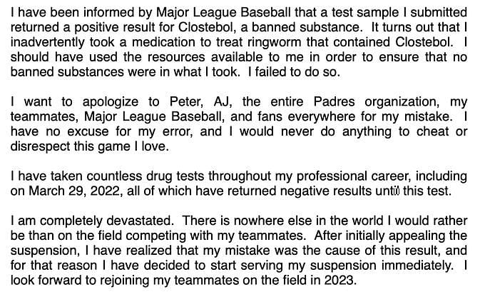 It's the second time we've been disappointed with him - Padres RHP Mike  Clevinger shares brutally honest take on Fernando Tatis Jr. following his  80-game suspension