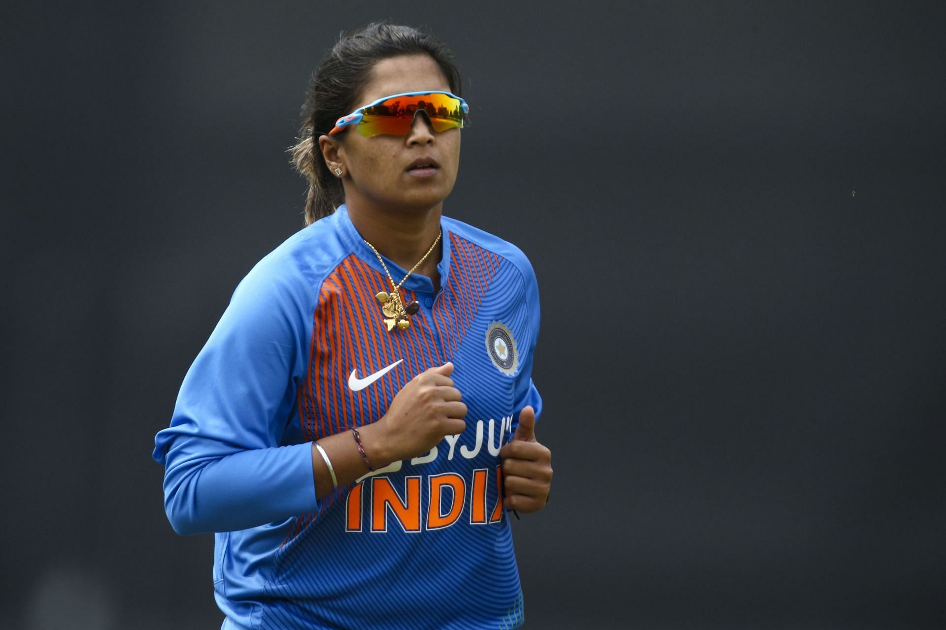 Veda Krishnamurthy during the India vs England match, Women&#039;s T20 Tri-Series.
