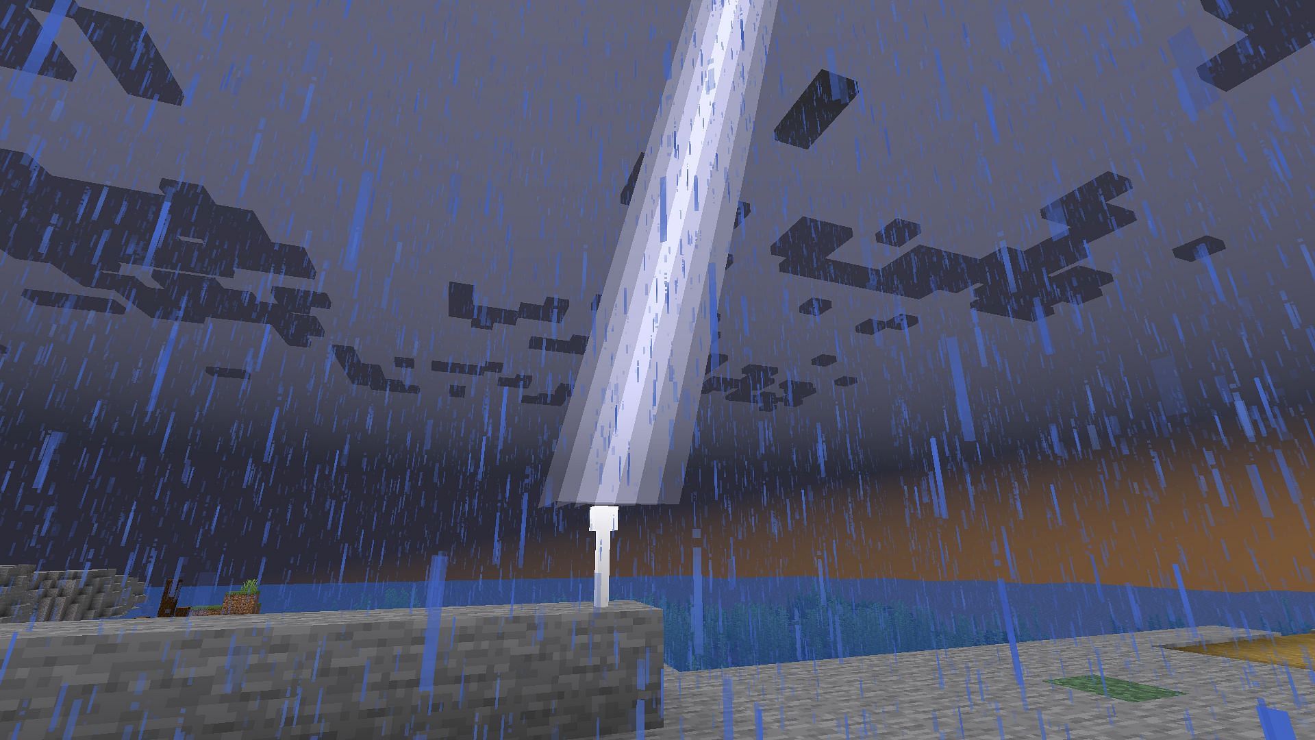 The rod essentially attracts the lightning (Image via Mojang)