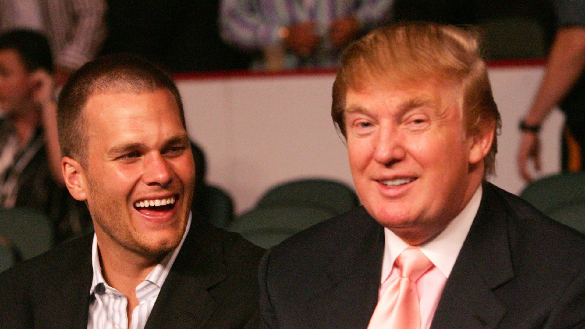 Tom Brady and Donald Trump enjoy a joke together