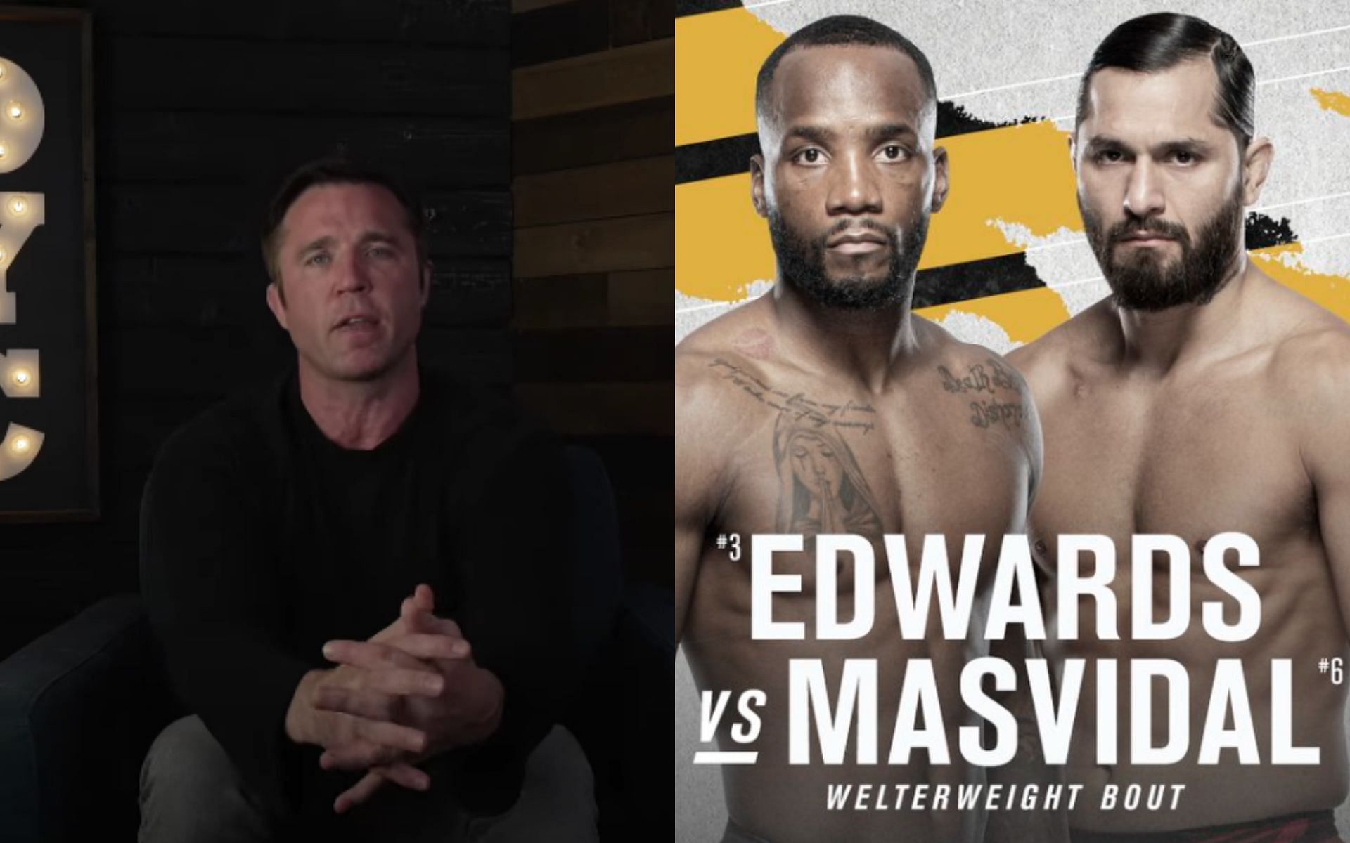 Chael Sonnen (L) believes the altercation between Leon Edwards and Jorge Masvidal led to the fight not being booked [Credits: Beyond the Fight/YouTube, UFC Europe/Twitter]