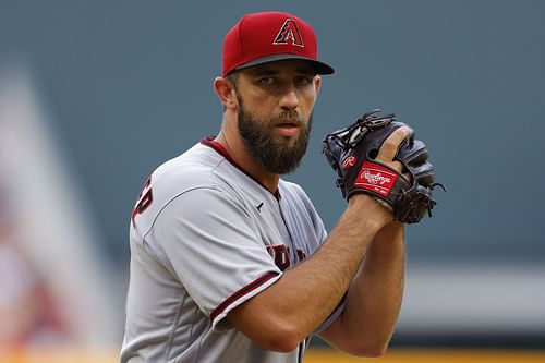 Madison Bumgarner of the Diamondbacks in a game vs. the Atlanta Braves