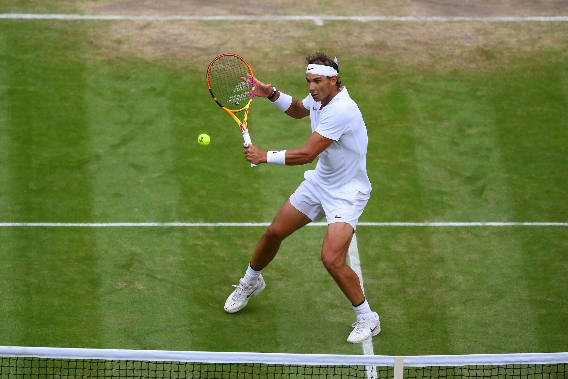 Rafael Nadal in action at the 2022 Wimbledon Championships