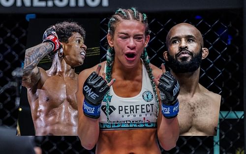 [Photo Credit: ONE Championship] Adriano Moraes, Alyse Anderson, Demetrious Johnson