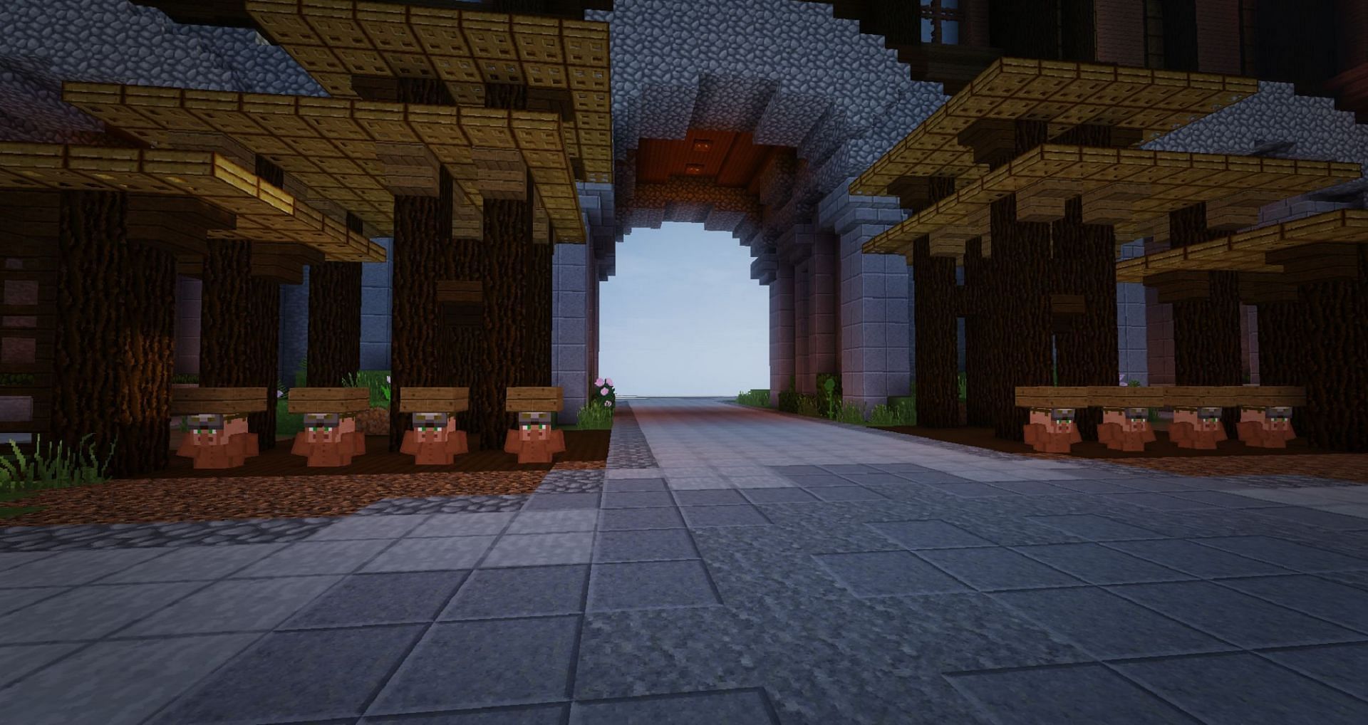 A spawn area for a UHC map (Image via OdyseeyBuilds.com)