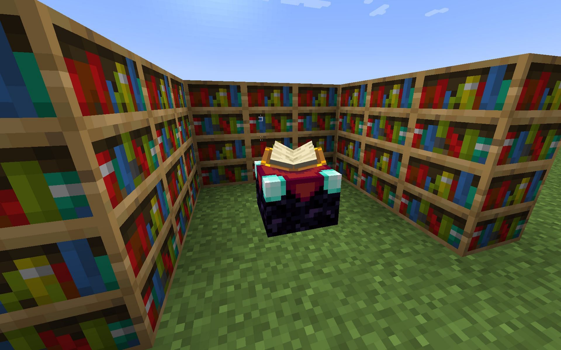 Players will need quite a lot of bookshelves to get level 30 enchantments (Image via Minecraft 1.19)