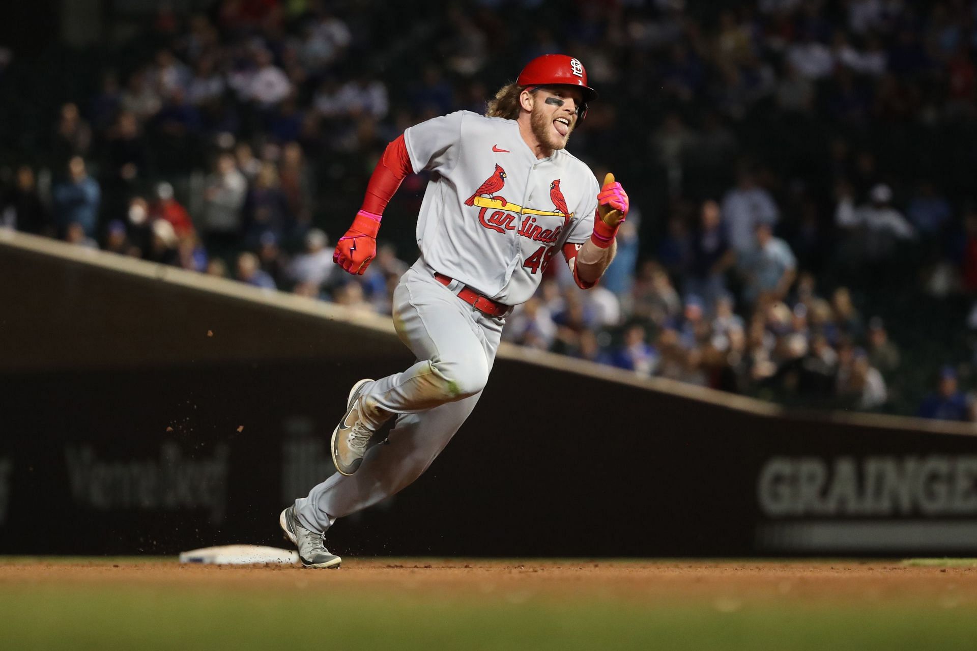 Harrison Bader during a St. Louis Cardinals game against the Chicago Cubs.
