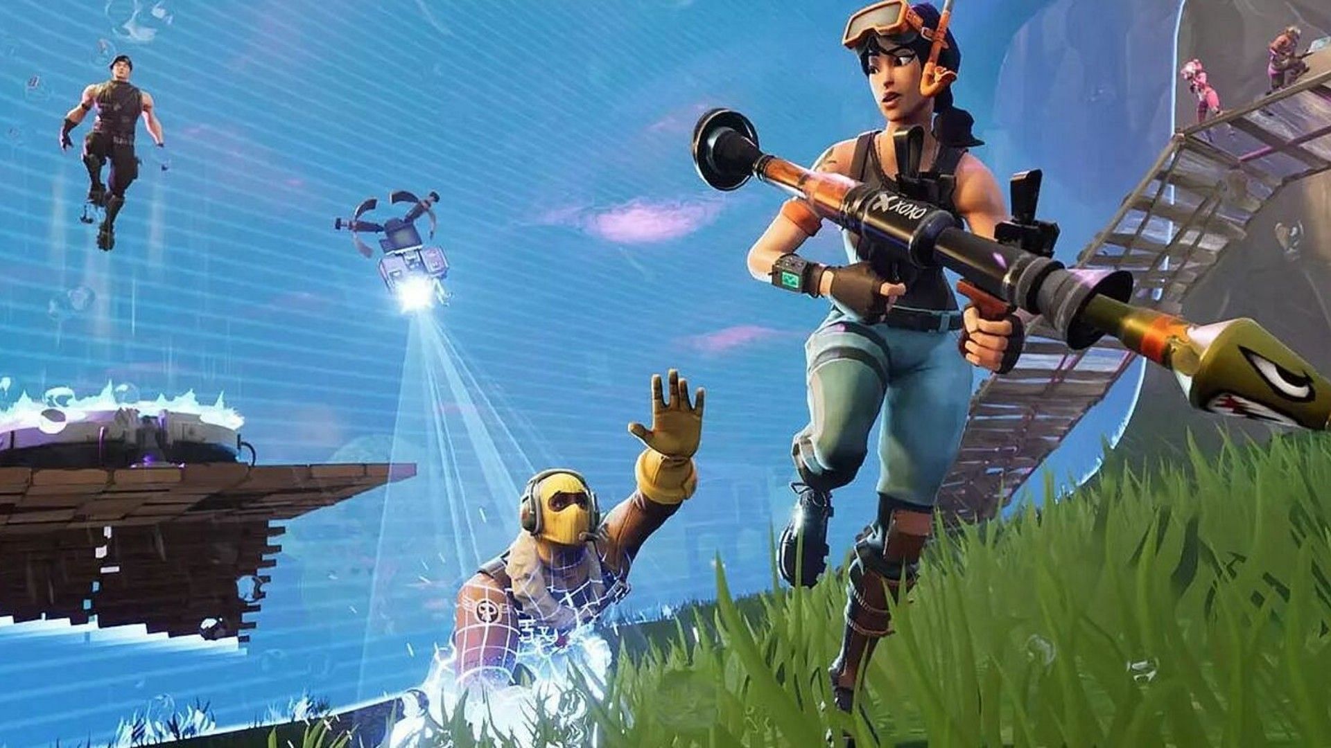 Knocked players can still inflict damage in Fortnite (Image via Epic Games)