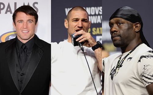 Chael Sonnen (left); Sean Strickland (center); Jared Cannonier (right)