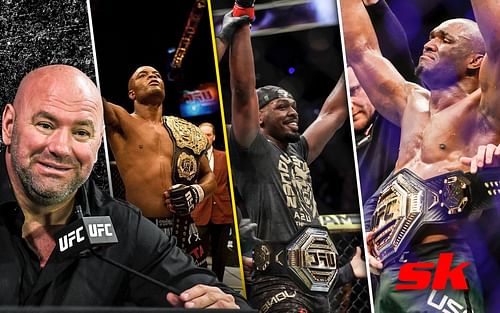 L-R: Dana White, Anderson Silva, Jon Jones, and Kamaru Usman [Photo credit: ufc.com]