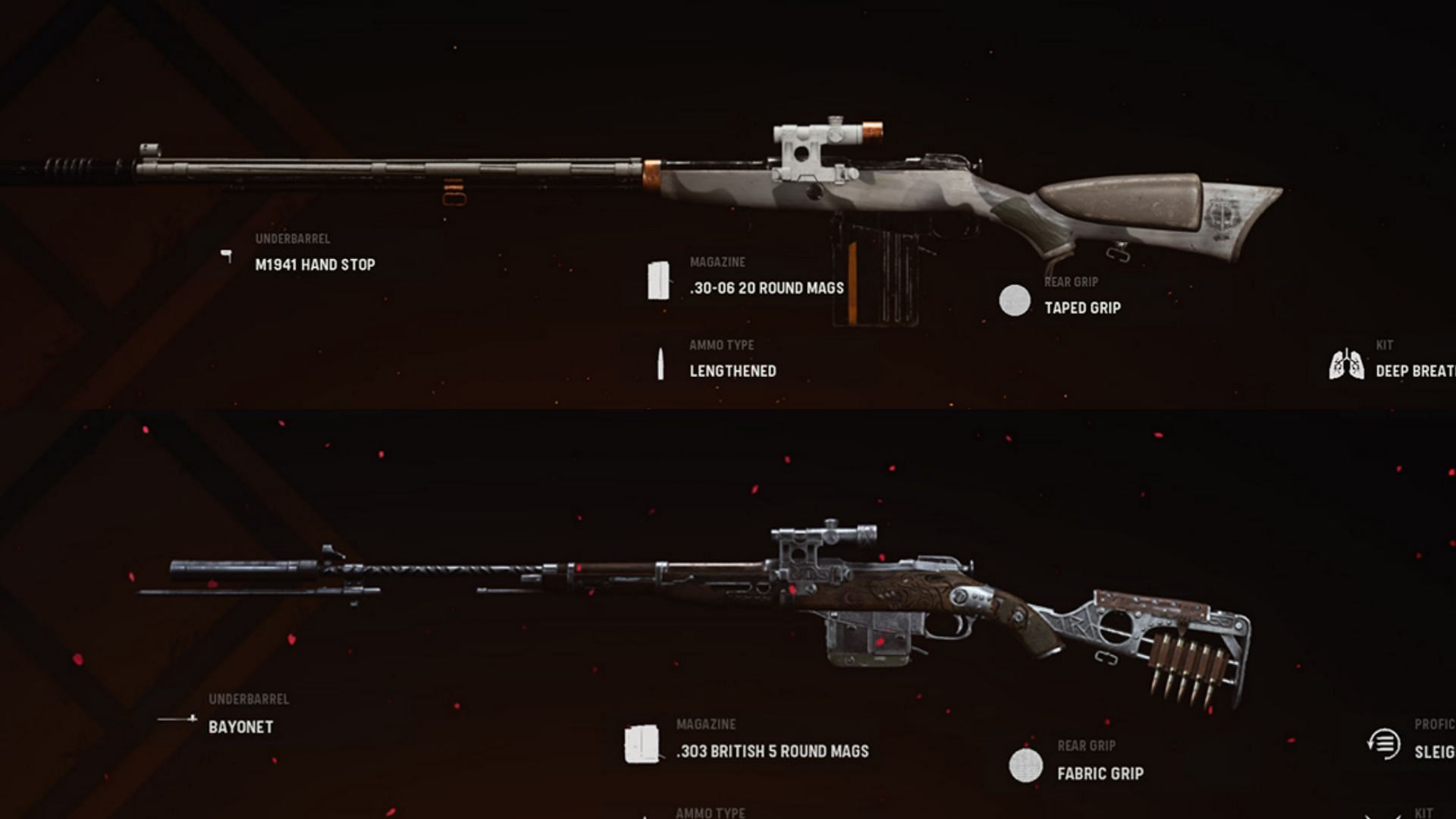 Some available blueprints for the 3-Line Rifle (Image via Activision)