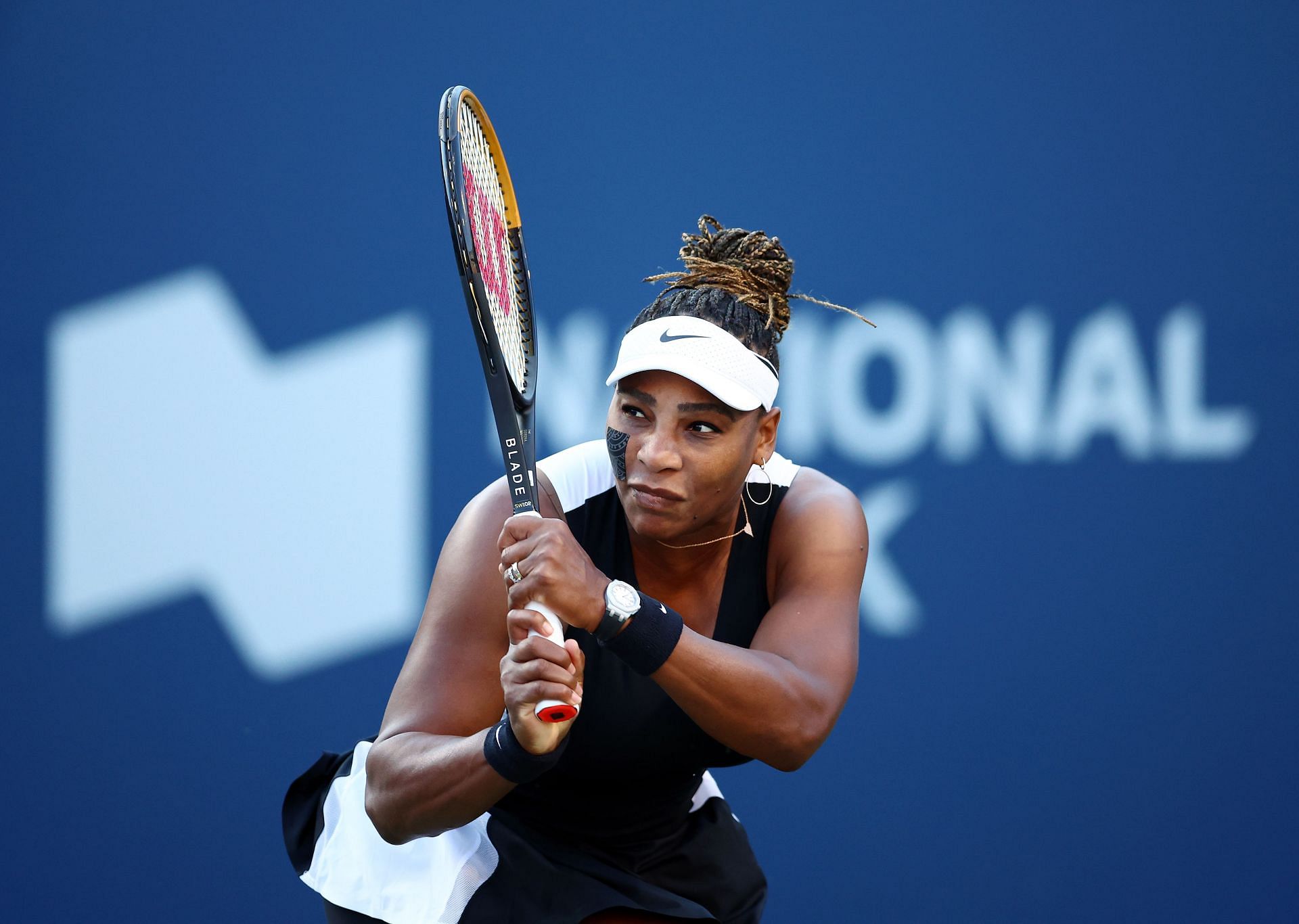 Serena Williams in action at the 2022 National Bank Open in Toronto