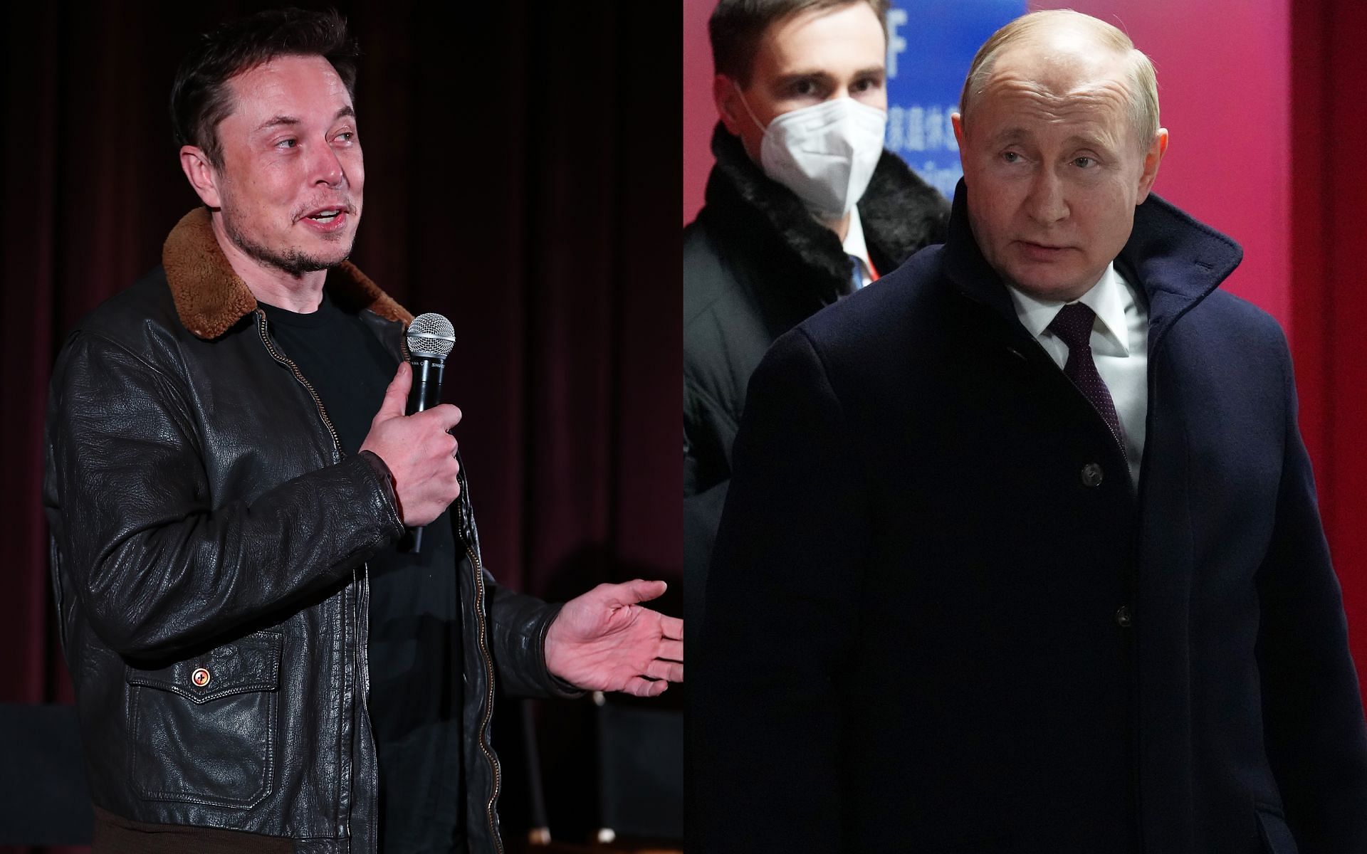 Elon Musk (left), Vladimir Putin (right)