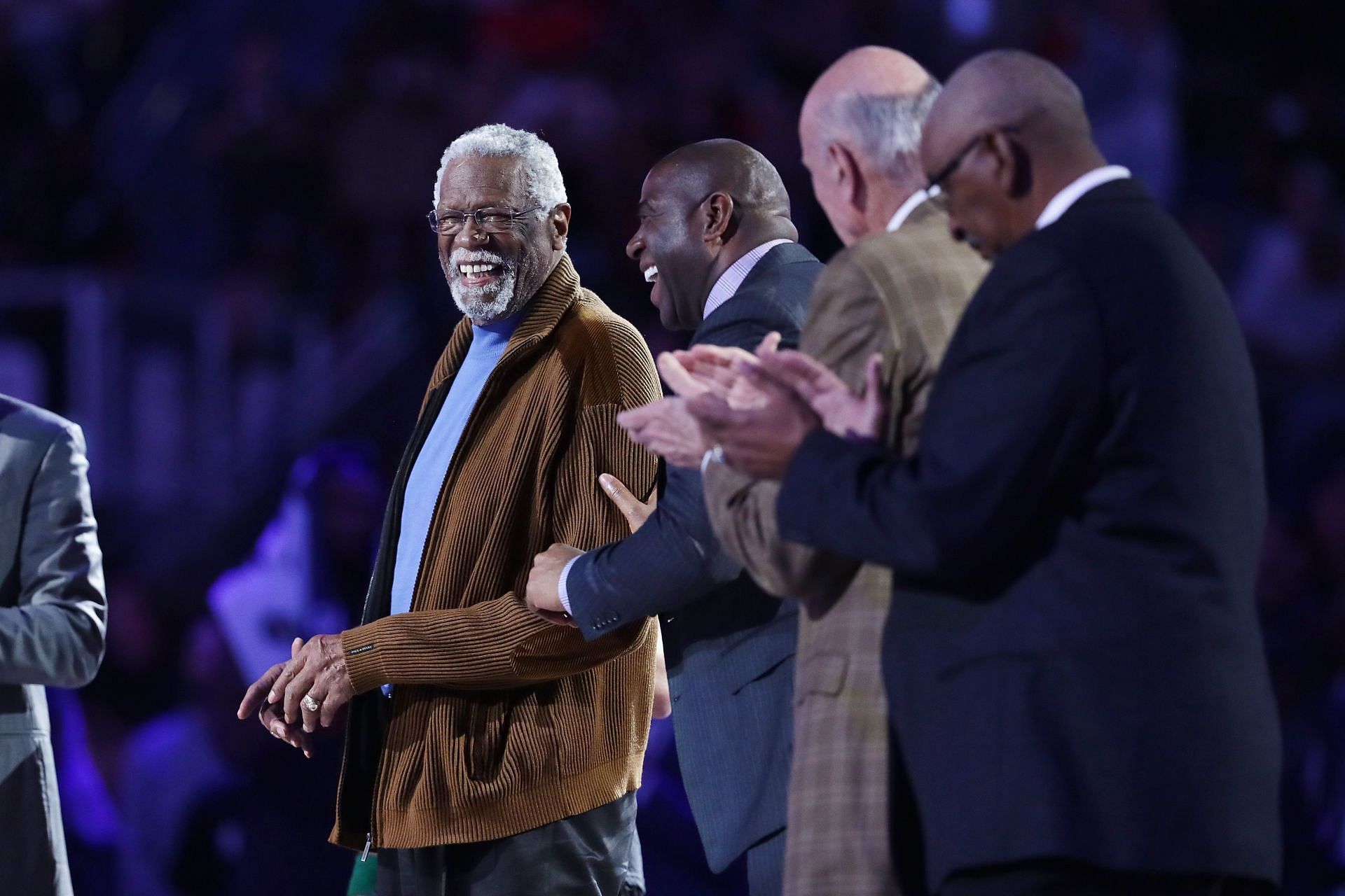 The late Boston Celtics Bill Russell (left).