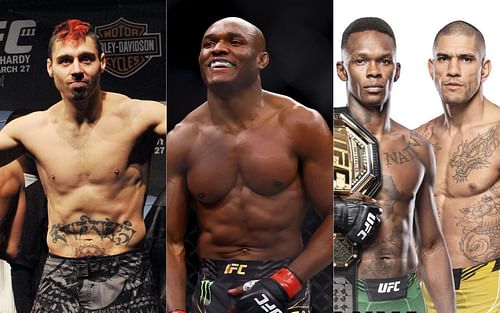 Dan Hardy (left), Kamaru Usman (middle) and Israel Adesanya vs. Alex Pereira (right)