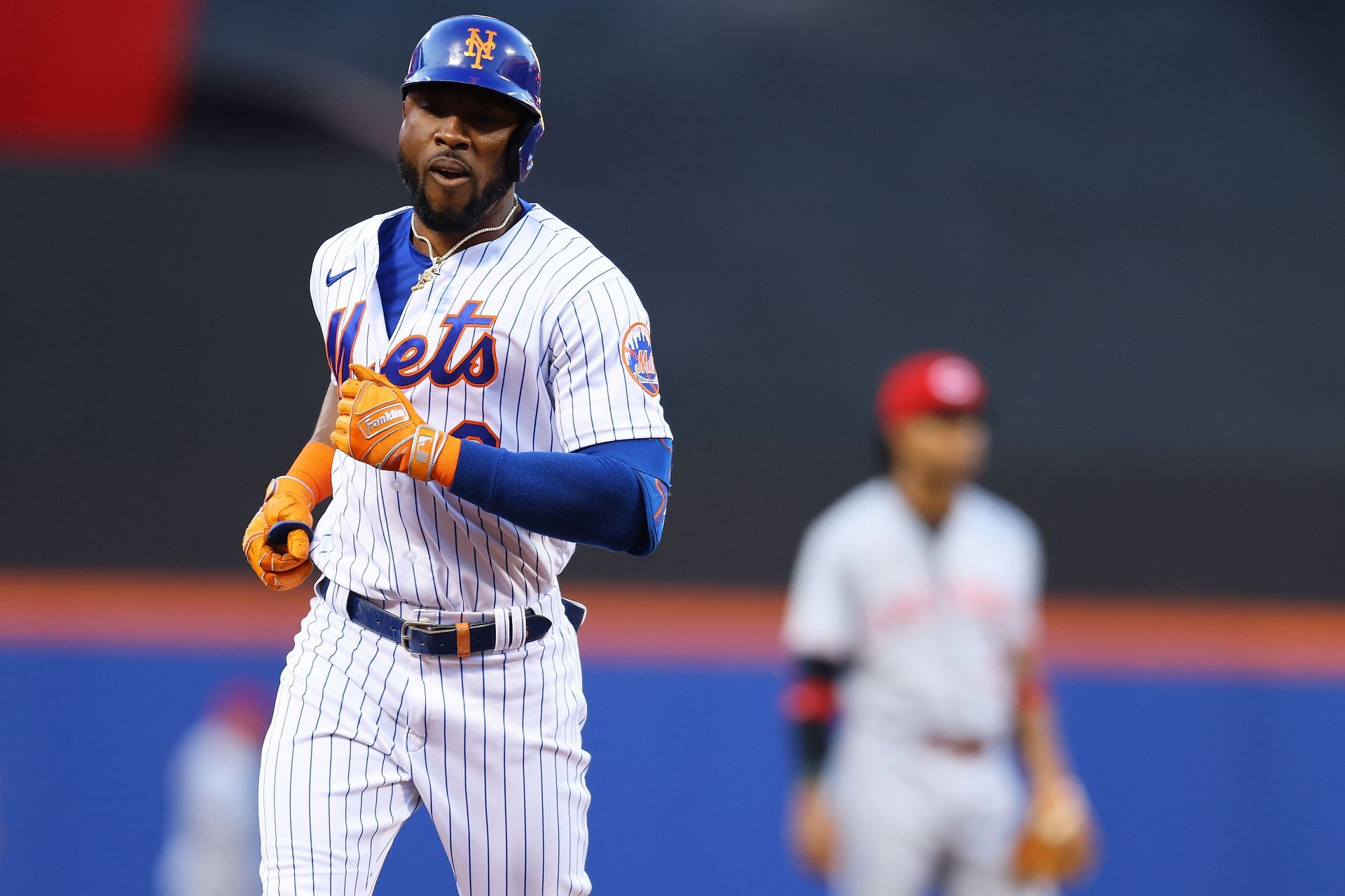 Starling Marte of the Mets rounds the bases.