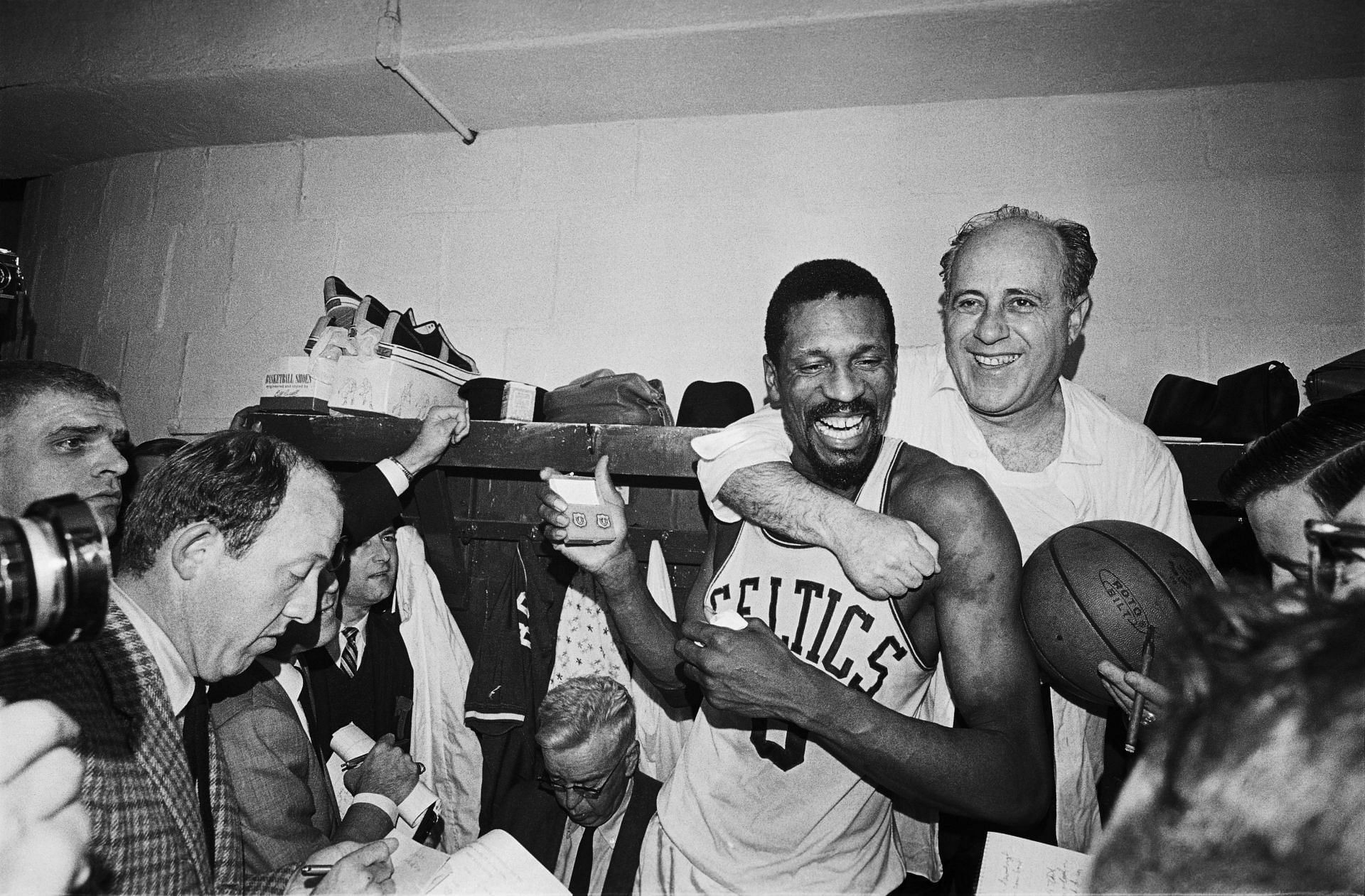 Russell and Red Auerbach with the Boston Celtics