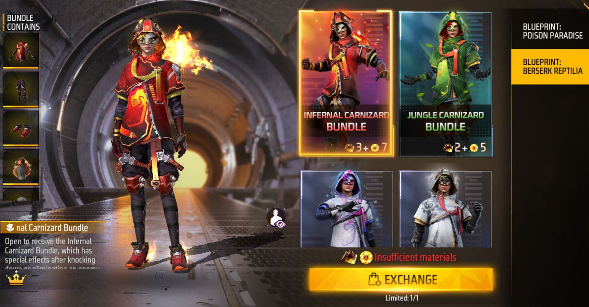 A total of four outfits are available in the new Incubator (Image via Garena)