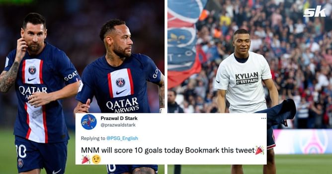 "Perfect line-up", "Will score 10 goals today" - PSG fans thrilled as Lionel Messi, Neymar and Kylian Mbappe all line up in perfect formation against Monaco