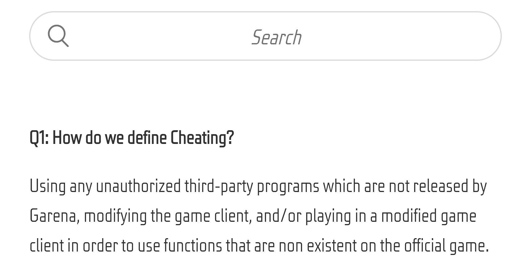 Here is how the developers define cheating (Image via Garena)