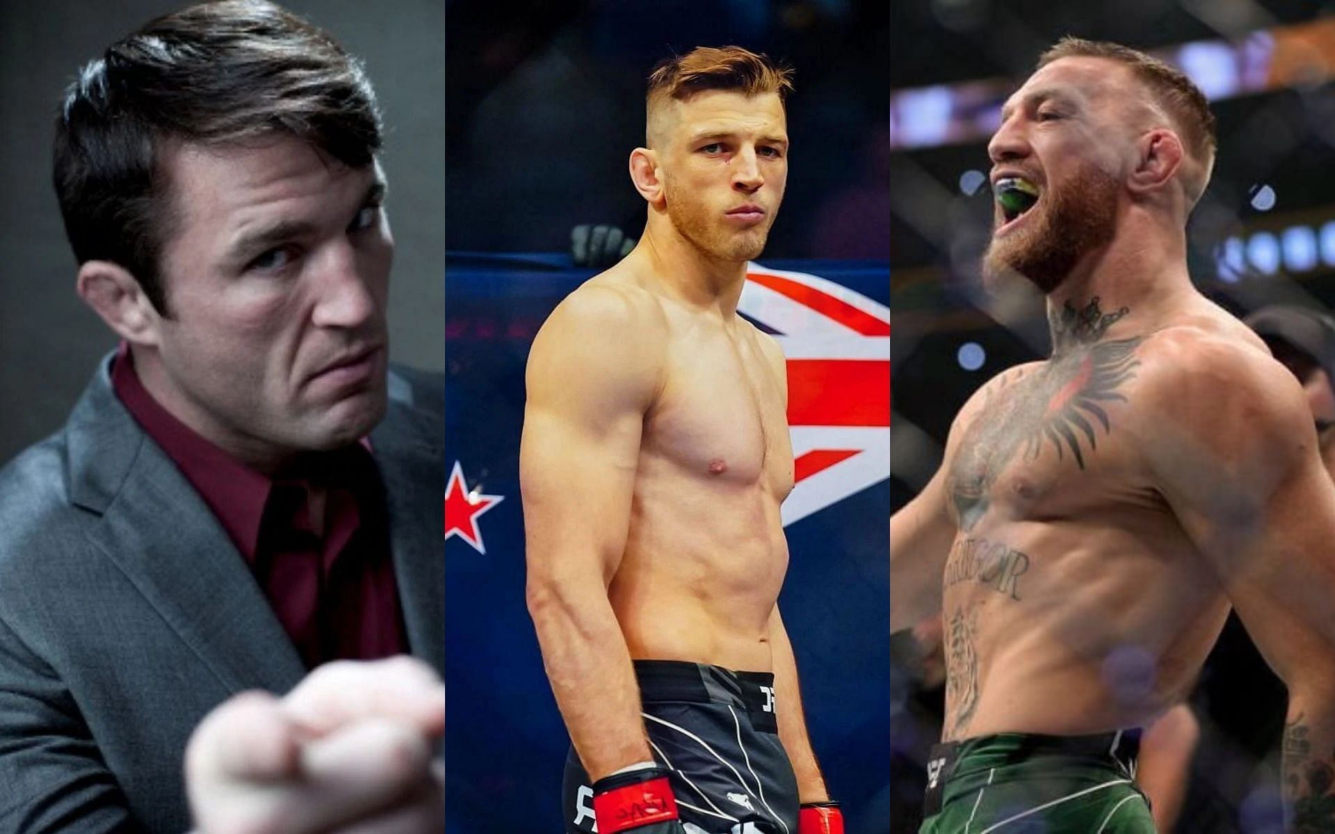 (Left to right) Chael Sonnen, Dan Hooker, and Conor McGregor