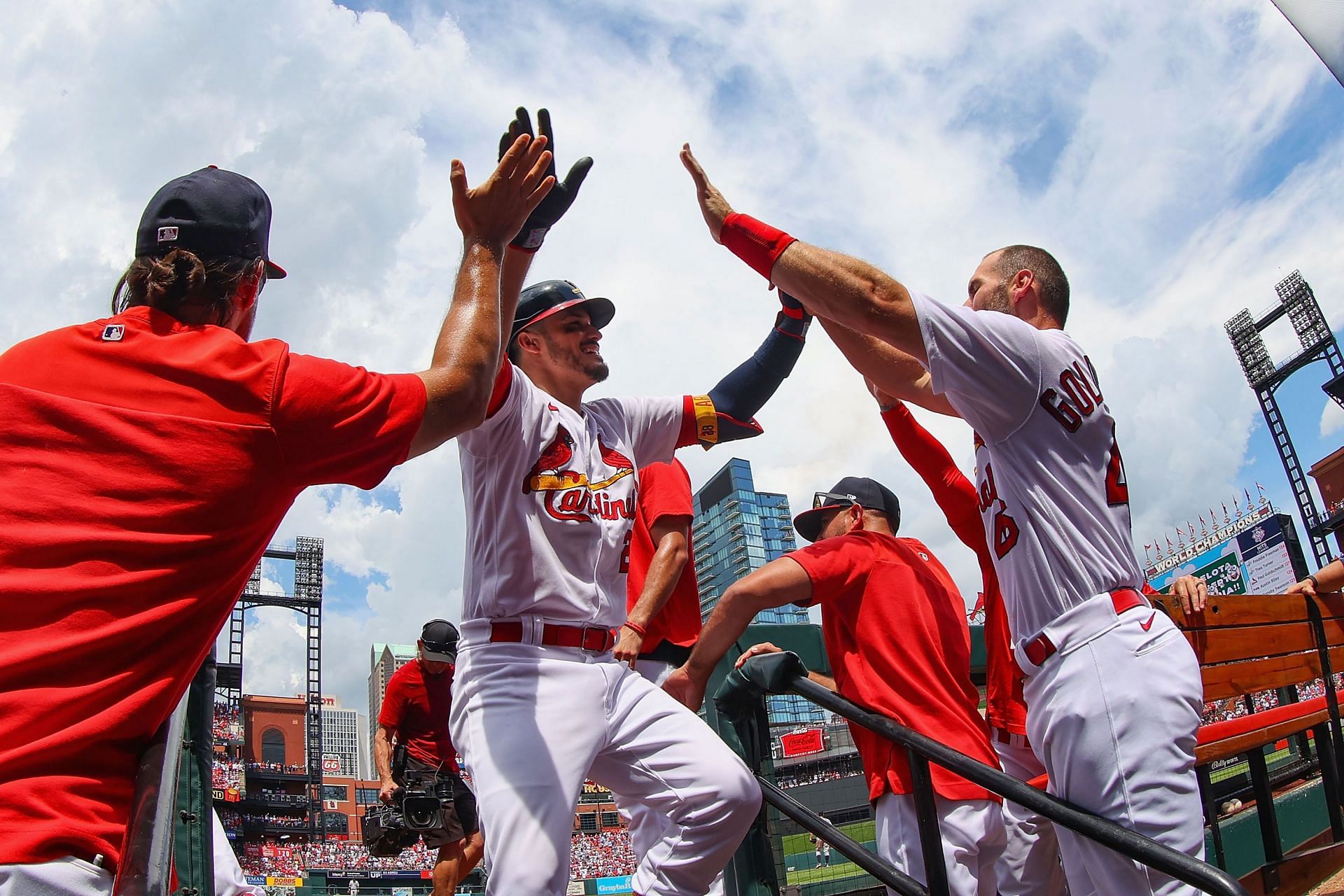St. Louis Cardinals celebrate a sweep of the New York Yankees.