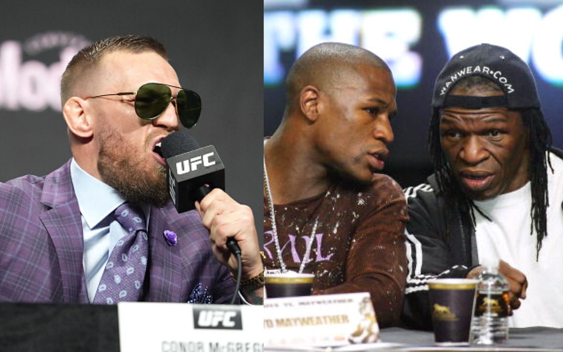 Conor McGregor (left), Floyd Mayweather Jr with father (right) [Images courtesy: Getty]