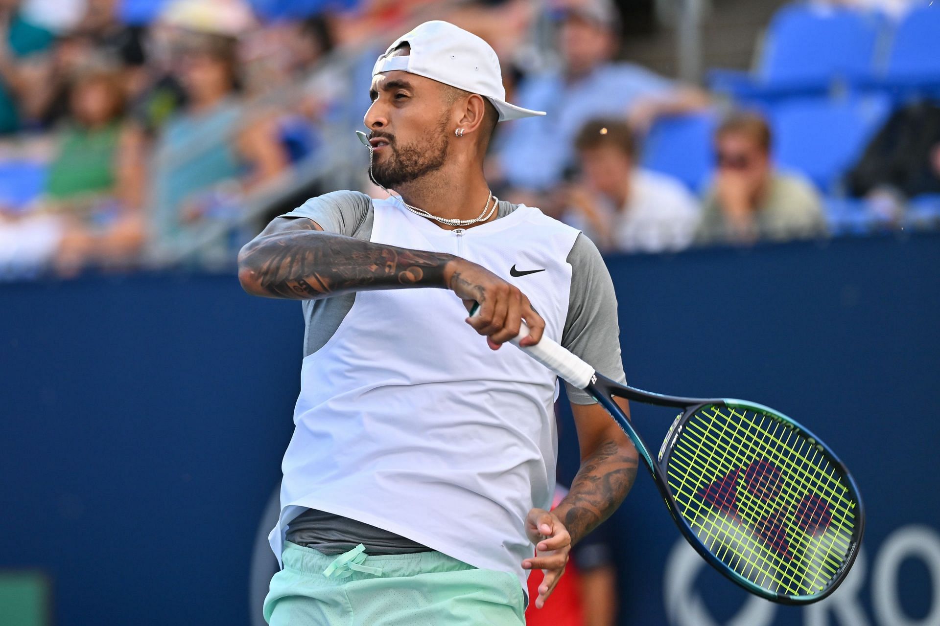 Nick Kyrgios in action at the National Bank Open in Montr&eacute;al.