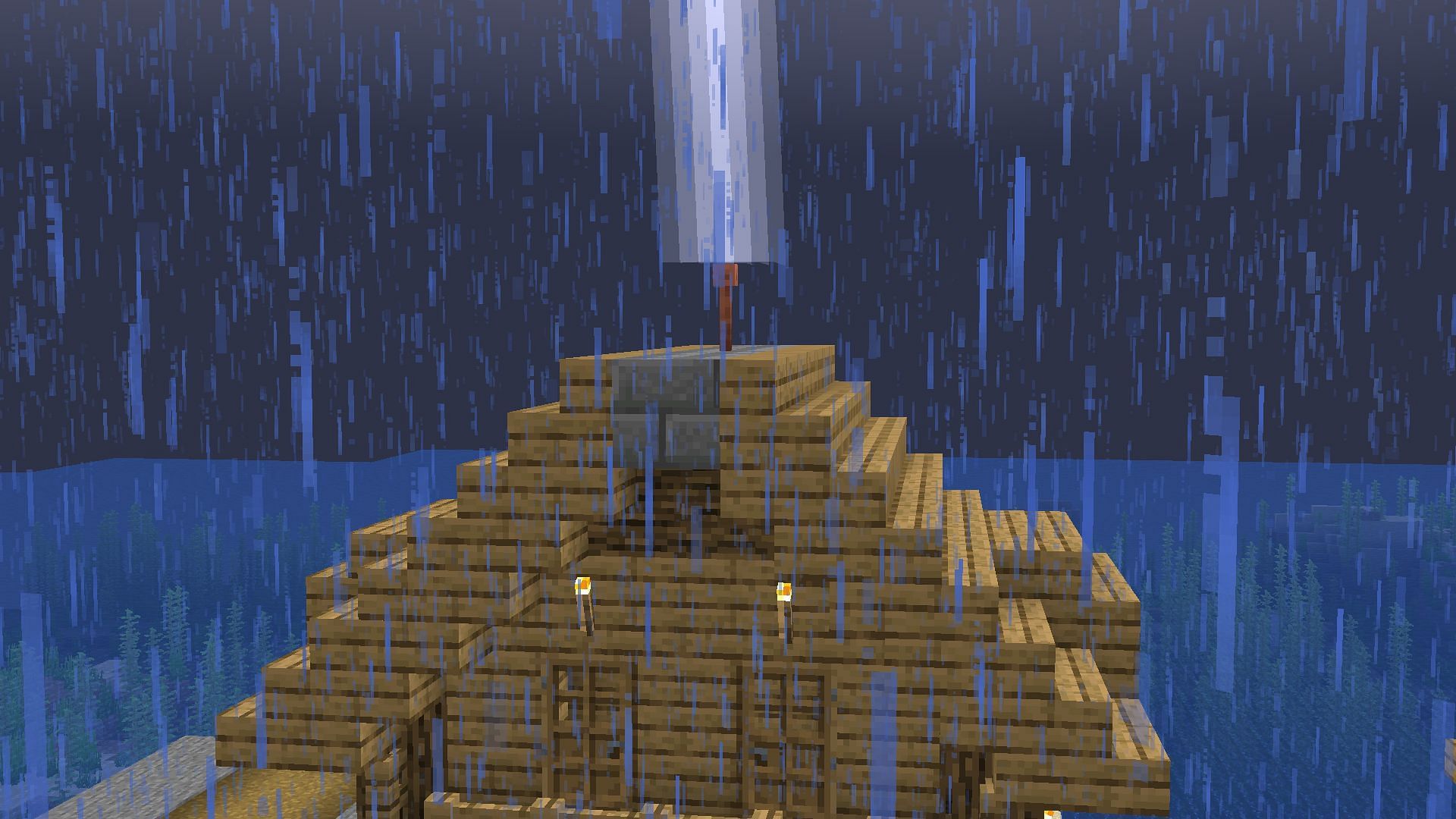 Players can place the rod on top of the base, but it should be on a stone block (Image via Mojang)