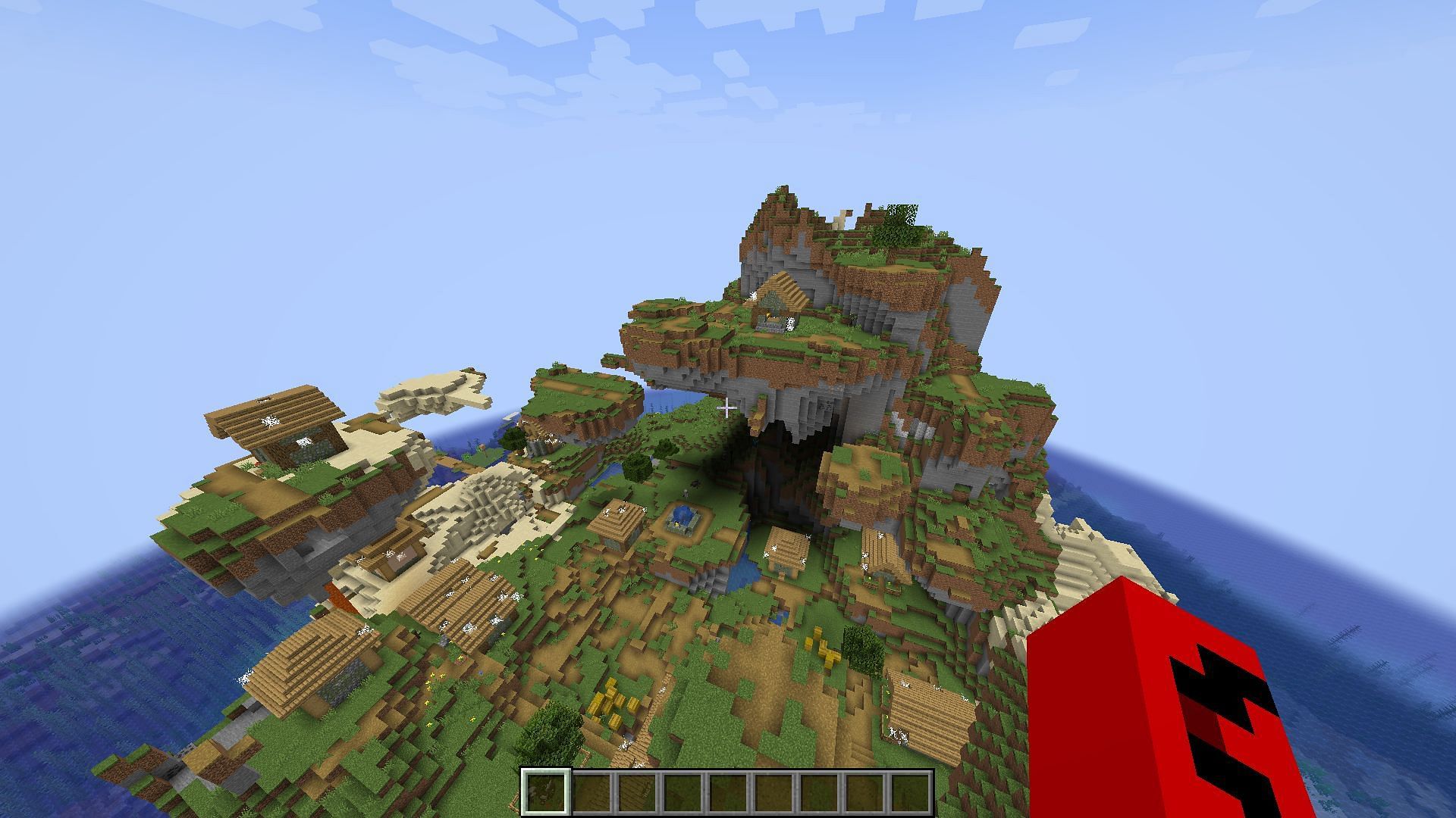 The &quot;Island Abandoned Village&quot; seed (Image via Minecraft)