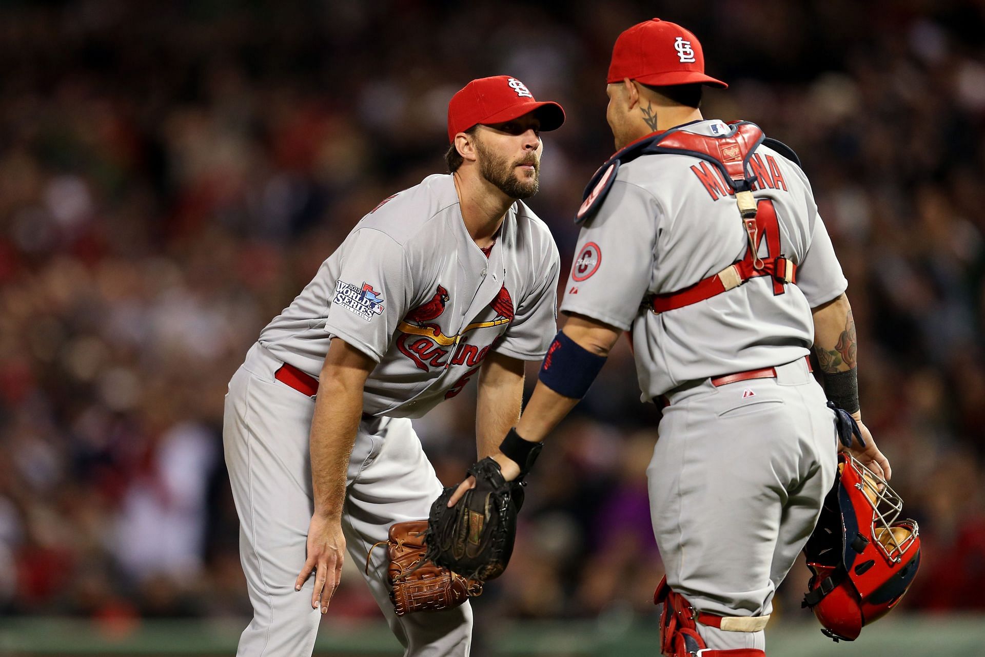 Yadier Molina and Adam Wainwright - 2013 World Series