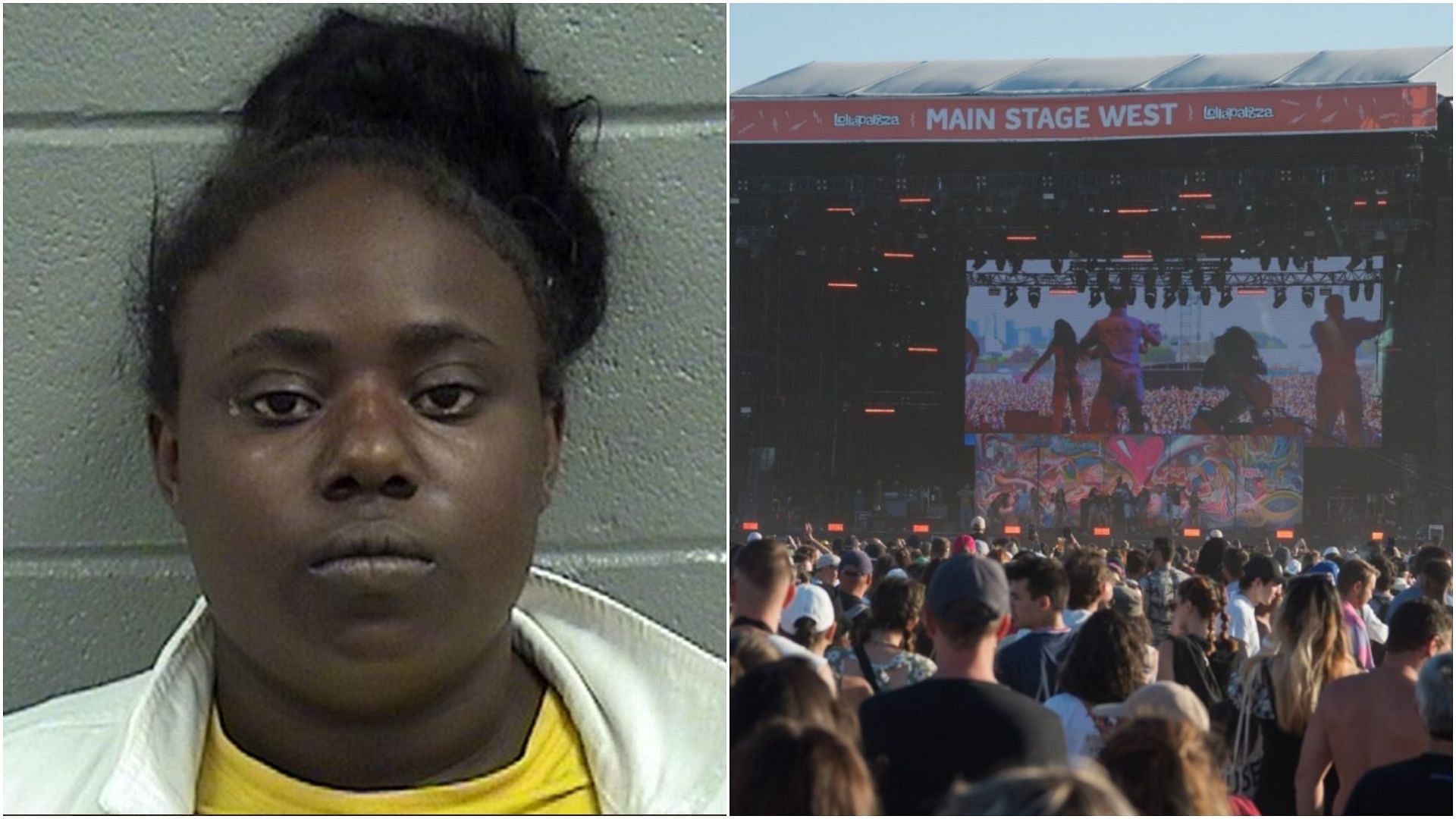 A security guard was arrested for sending fake text message about a mass shooting at the Lollapalooza festival. (Images via Cook Country Sheriff&#039;s Office and Getty)