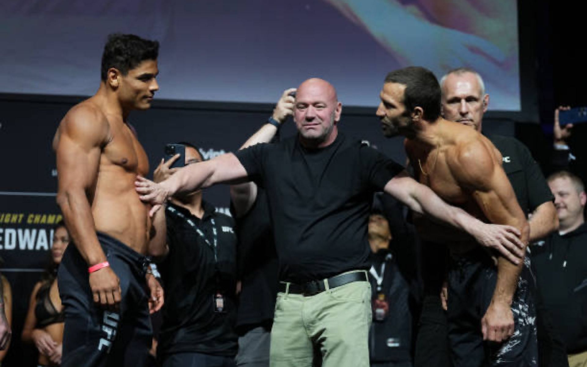 Paulo Costa (L), Dana White (M), and Luke Rockhold (R) [Image Courtesy: Getty]