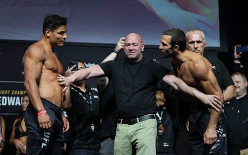 Paulo Costa (L), Dana White (M), and Luke Rockhold (R) [Image Courtesy: Getty]