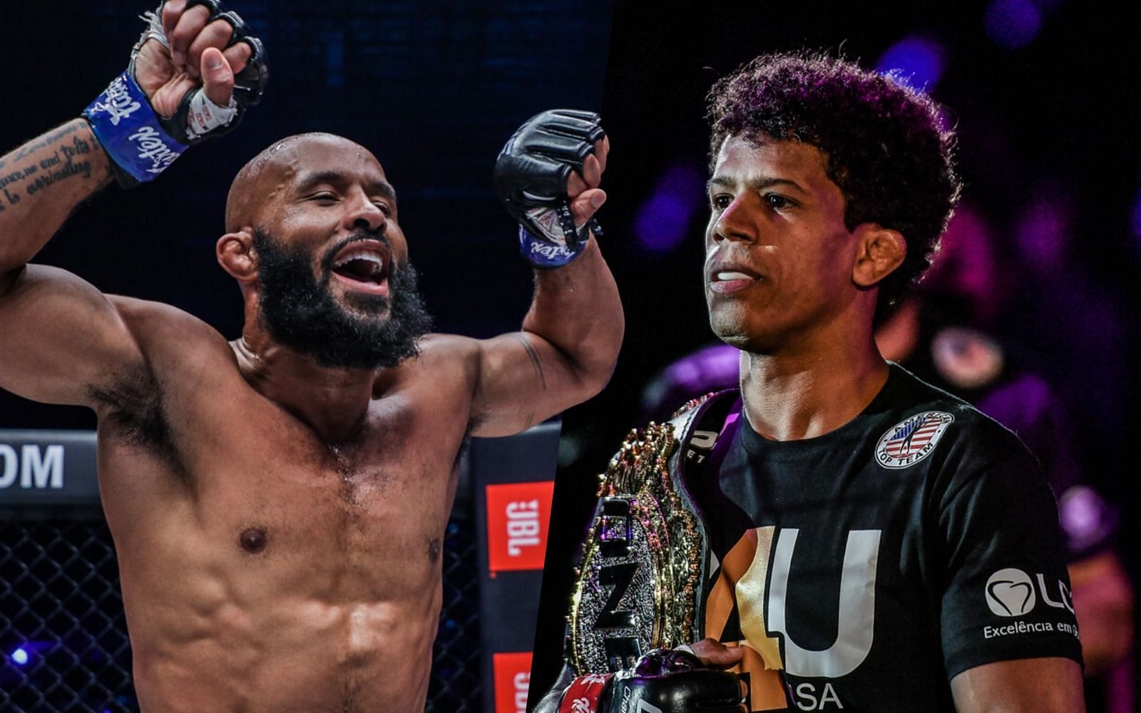 Demetrious Johnson (left) and Adriano Moraes (right) [Photo Credit: ONE Championship]