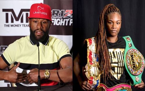 Floyd Mayweather (L) and Claressa Shields (R) 